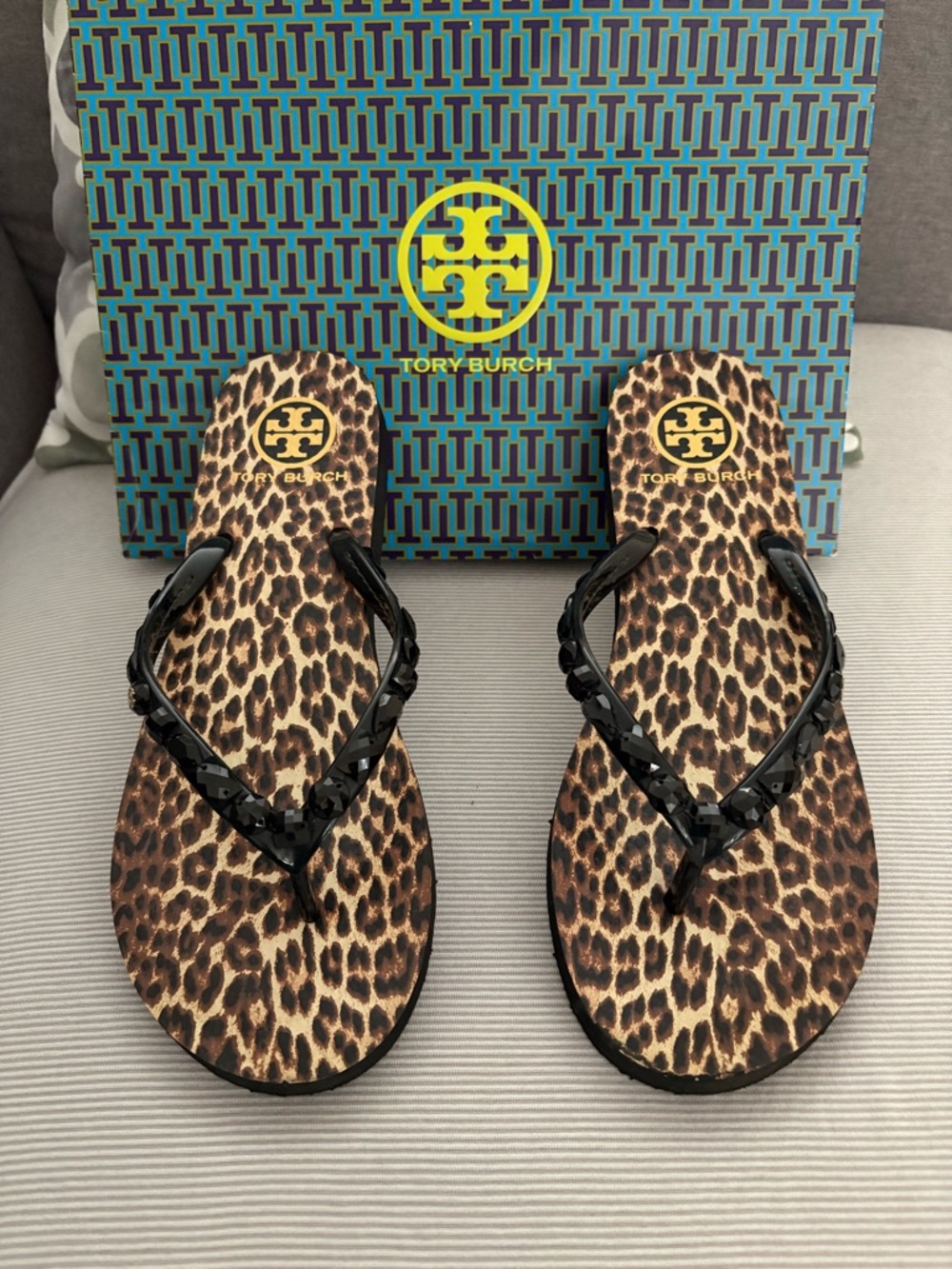 Tory Burch Leopard Print Flip Flops